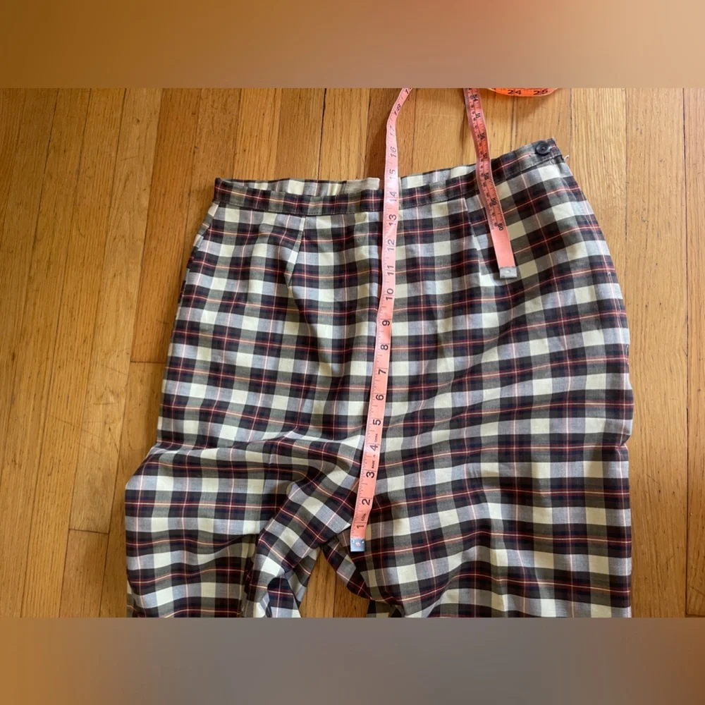 60s Vintage Plaid Cigarette Skinny Pants - Picture 6 of 9